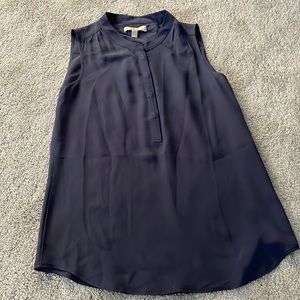 Navy silk sleeveless blouse (size 2)